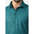 Alokk Men Regular Fit Solid Curved Collar Casual Shirt (Blue)