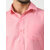 Alokk Men Regular Fit Solid Curved Collar Casual Shirt (Pink)