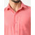 Alokk Men Regular Fit Self Design Curved Collar Casual Shirt (Pink)
