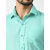 Alokk Men Regular Fit Solid Curved Collar Casual Shirt (Light Blue)
