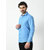 Alokk Men Regular Fit Solid Curved Collar Casual Shirt (Blue)