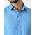 Alokk Men Regular Fit Solid Curved Collar Casual Shirt (Blue)