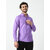 Alokk Men Regular Fit Solid Curved Collar Casual Shirt (Purple)