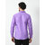 Alokk Men Regular Fit Solid Curved Collar Casual Shirt (Purple)