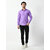 Alokk Men Regular Fit Solid Curved Collar Casual Shirt (Purple)