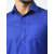 Alokk Mens Regular Fit Solid Shirt  Dark Blue, Curved Collar, Casual Wear