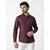 Alokk Men Regular Fit Solid Button Down Collar Casual Shirt (Purple)