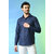 Alokk Men Regular Fit Solid Button Down Collar Casual Shirt (Blue)