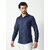 Alokk Men Regular Fit Solid Button Down Collar Casual Shirt (Blue)
