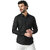 Alokk Men Regular Fit Solid Button Down Collar Casual Shirt (Black)