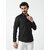Alokk Men Regular Fit Solid Button Down Collar Casual Shirt (Black)