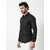 Alokk Men Regular Fit Solid Button Down Collar Casual Shirt (Black)