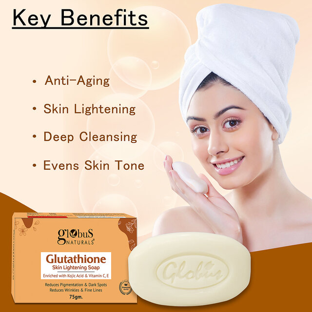 glutathione shopclues Buy Globus Naturals Skin Lightening Soap Enriched with Kojic Acid & Vitamin C, E For Reduces Dark Spots, Wrinkles & Fine Lines 75gm, Set of 3 Online sport fitness