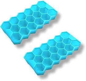 Ice Cube Molds  Trays Easy Release Ice Cube Trays for Chilling , Blue Plastic Ice Cube Tray(Pack of2)