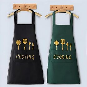 Waterproof Oil Proof Kitchen Cooking Aprons With Centre Pockets For Women  Men (Pack of 1)