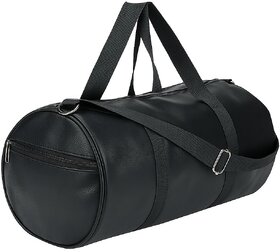 Aronkart Black Leatherette Duffle Gym Bag for Men & Women | Stylish & Water-Resistant Weekender Travel Bag with Shoulder Strap & Side Pocket | Multipurpose Sports & Fitness Bag | Pack of 1