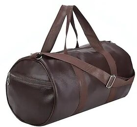 Aronkart Brown Leatherette Duffle Gym Bag for Men  Women  Stylish  Water-Resistant Weekender Travel Bag with Shoulder Strap  Side Pocket  Multipurpose Sports  Fitness Bag  Pack of 1