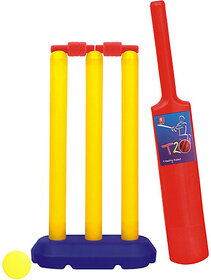 Anmolg Plastic Cricket Set Playing Sports Game Toy for Kids (Multi) size-1 Cricket Kit