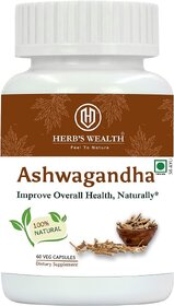 HERB'S WEALTH Ashwagandha Capsules - Natural Stress Relief  Health Supplement