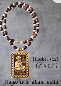 Bageshwar Dham Tulsi Mala Hanuman jiWood Locket 100 Original Beads Wood Chain