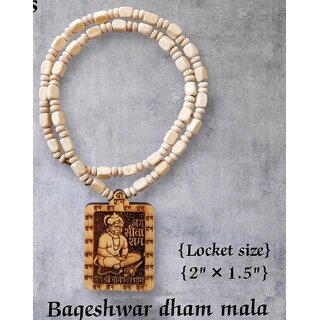 Bageshwar Dham Tulsi Mala Hanuman jiWood Locket 100 Original Beads Wood Chain