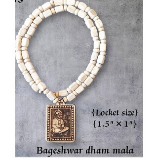 Bageshwar Dham Tulsi Mala Hanuman jiWood Locket 100 Original Beads Wood Chain