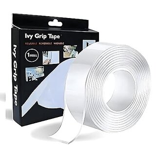 Nano (IVY) Double Side Tape, 2mm Thick, 1.2 Inch Wide with 1'' Cello White Tape ( Combo of 2)