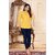 Womens Striped Cotton Blend Straight Kurti Top Casual, Comfortable  Stylish Everyday Wear (Yellow)