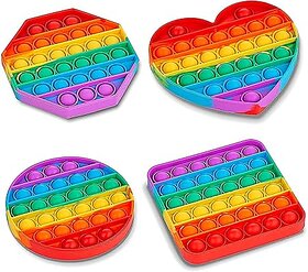 Popit Game - Toy for Kids , Square  Round Pop  ( Pack of 2 Different Design ) - Combo of 2