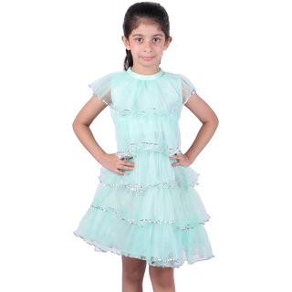 Kid Kupboard Cotton Girls A-Line Frock, Light Blue, Sleeveless, 10-11 Years KIDS7708