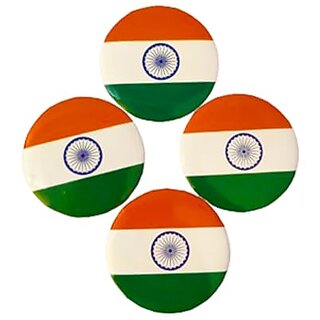 (Pack of 4) Indian Flag Lapel Pin Unisex Brooch Tiranga Badge For Shirts, T-Shirt, Saree and Coat (Multicolor)