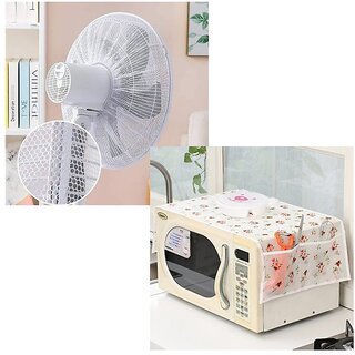 Combo of : Table Fan Cover (Width: 19 cm | Microwave Oven Cover (Width: 35 cm