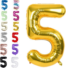 Fun Town Solid Gold 5 Number Foil Balloons 32 Birthday Party Decoration Helium Supported