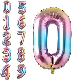 Fun Town Solid Multicolor 0 /zero Number  Foil Balloons 32 milestone Birthday Party Decoration Helium Supported