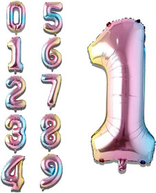 Fun Town Solid Multicolor 1/one Number Foil Balloons 32 1st Birthday Party Decoration Helium Supported
