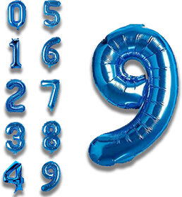 Fun Town Solid Blue 9 Number Foil Balloons 32 9th Birthday Party Decoration Helium Supported
