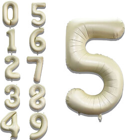 Fun Town Solid White 5 Number Foil Balloons 32 Birthday Party Decoration Helium Supported