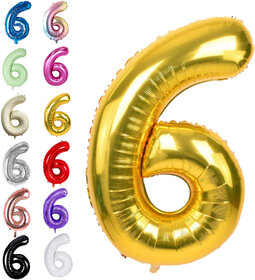 Fun Town Solid Gold 6/six Number Foil Balloons 32 6th Birthday Party Decoration Helium Supported