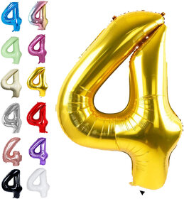 Fun Town Solid Gold 4 Number Foil Balloons 32 Birthday Party Decoration Helium Supported