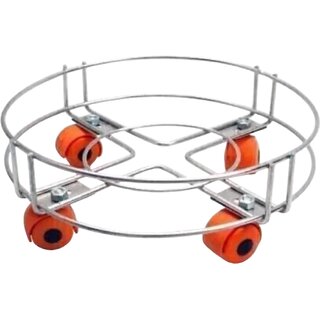 Heavy Duty Cylindrical Metal Trolley with Wheels for Home, Kitchen & Office Use  Durable Steel Frame