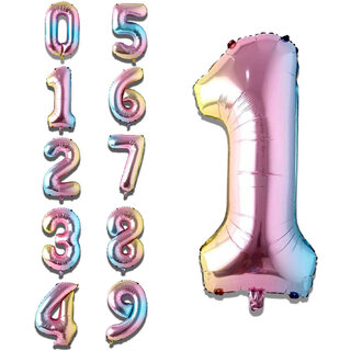 Fun Town Solid Multicolor 1/one Number Foil Balloons 32 1st Birthday Party Decoration Helium Supported