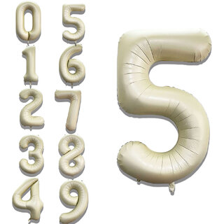 Fun Town Solid White 5 Number Foil Balloons 32 Birthday Party Decoration Helium Supported