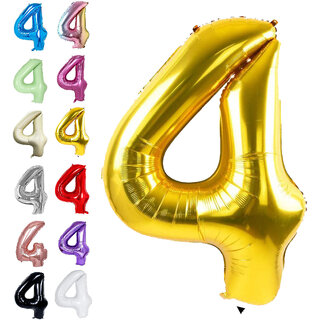 Fun Town Solid Gold 4 Number Foil Balloons 32 Birthday Party Decoration Helium Supported