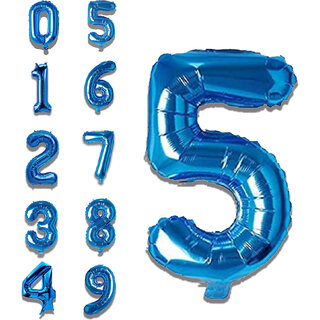 Fun Town Solid Blue 5 Number Foil Balloons 32 5th Birthday Party Decoration Helium Supported