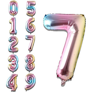 Fun Town Solid Multicolor 7 Number Foil Balloons 32 7th Birthday Party Decoration Helium Supported