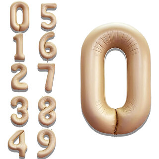 Fun Town Solid Beige 0/Zero Number Foil Balloons 32 Birthday Party Decoration Helium Supported