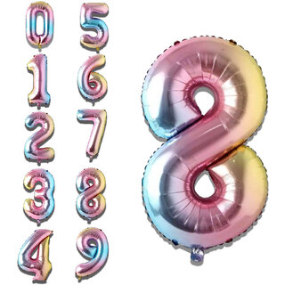 Fun Town Solid Multicolor 8 Number Foil Balloons 32 8th Birthday Party Decoration Helium Supported