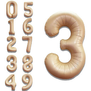 Fun Town Solid Beige 3 Number Foil Balloons 32 3rd Birthday Party Decoration Helium Supported