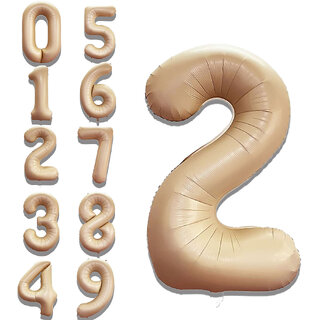 Fun Town Solid Beige 2/two Number Foil Balloons 32 2nd Birthday Party Decoration Helium Supported