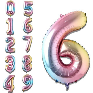 Fun Town Solid Multicolor 6 Number Foil Balloons 32 6th Birthday Party Decoration Helium Supported